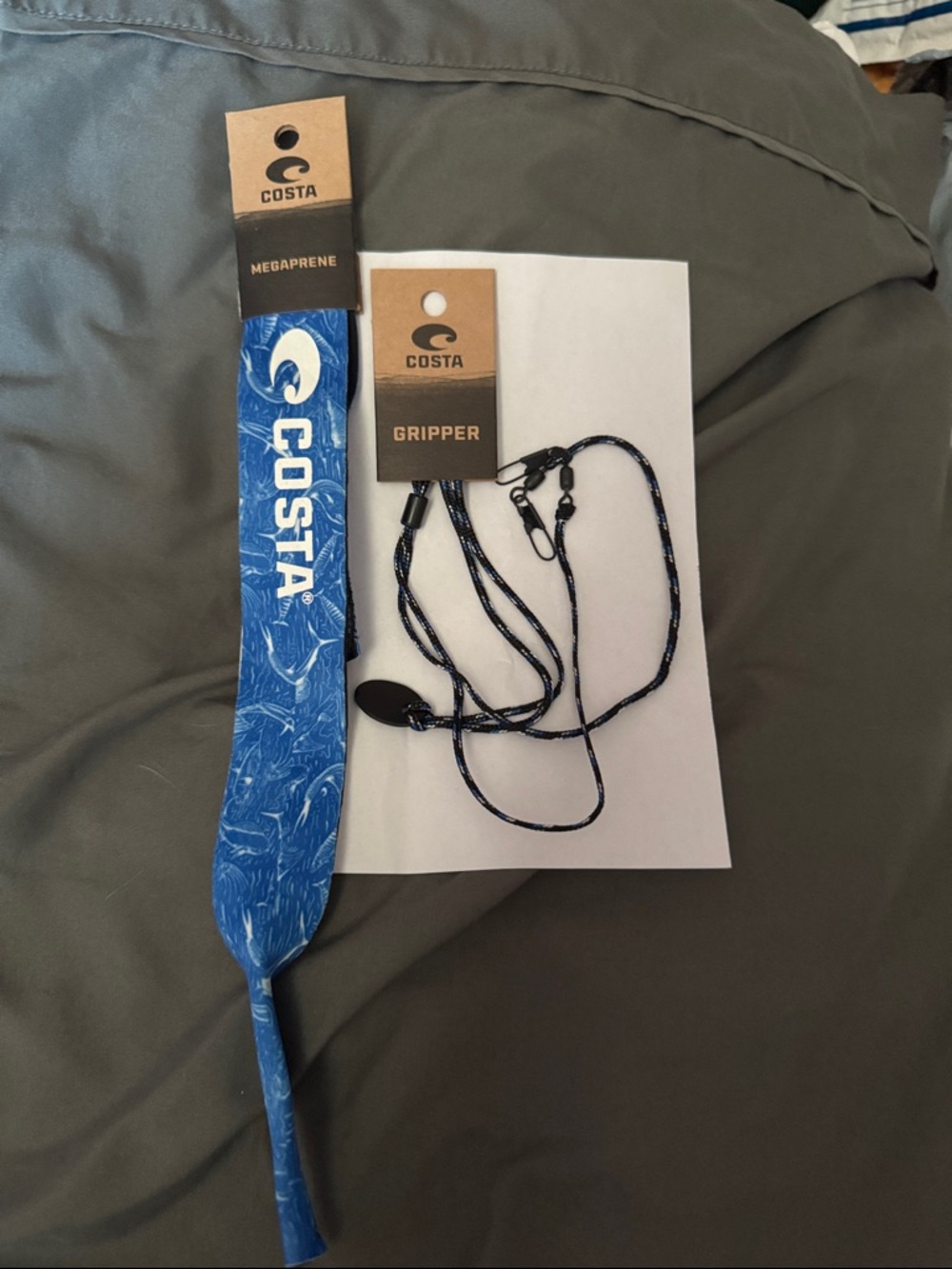 Costa Blue Printed Megaprene Eyewear Retainer with Black Gripper Cord